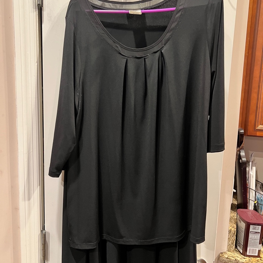 Just My Size JMS Black Jersey Knit 2pc Top Skirt Set Sz 1x 16W